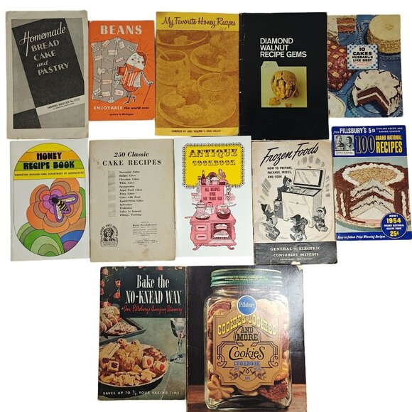 Vintage Cookbook Lot of 12 Baking Cakes Breads Frozen Local Ethnic Recipes - Picture 1 of 5